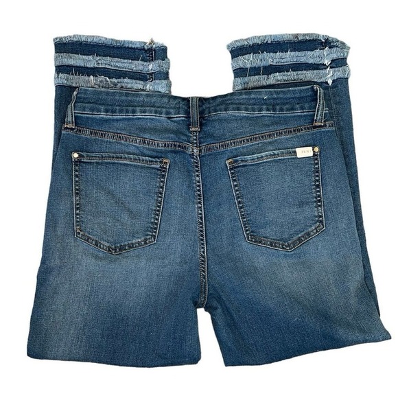 Jen7 by 7 for All Mankind Cropped Straight Fringe Hem Jeans Size 8 - Picture 6 of 12
